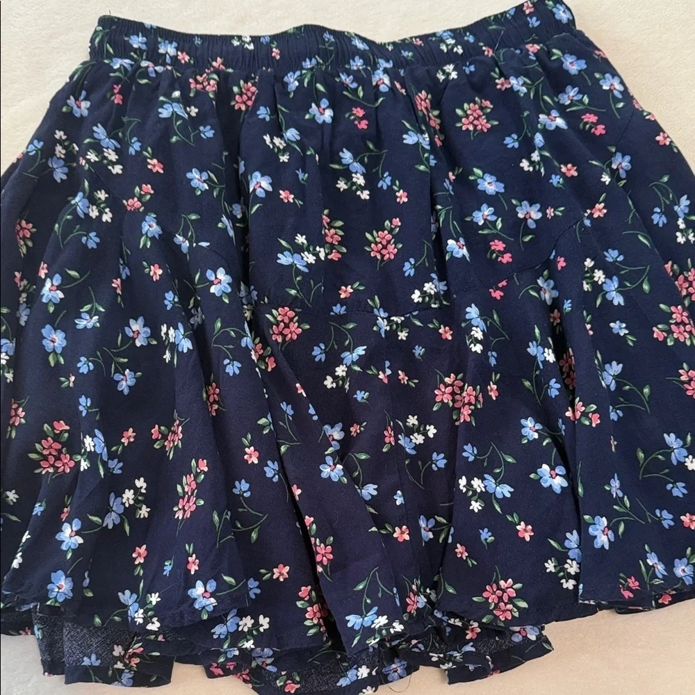 Francesca’s Collection Mi.Ami Navy Multicolored Floral Print A-Line Skirt